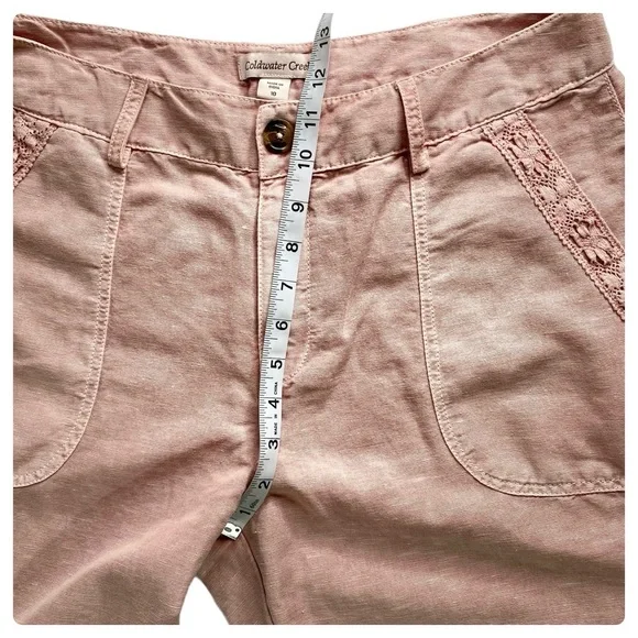 Coldwater Creek NWT Pale Mauve Lace Trim Cuffed Ankle Pant - Size 10 - Picture 9 of 16